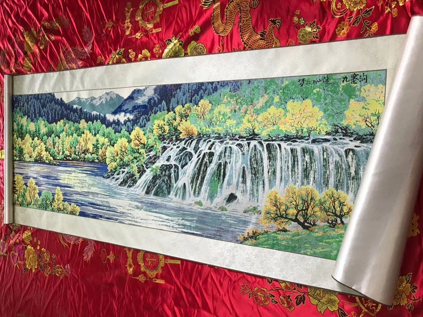 传统蜀锦九寨仙境，四川特色